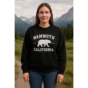 Mammoth California Black Crewneck Sweatshirt Bear Graphic Pullover Unisex Adult
